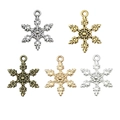 DIY Christmas snowflake alloy pendants in gold, silver, and bronze metal finishes - Christmas Snow / 18x23mm / Antique Silver