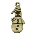 Ciondolo a pupazzo di neve in bronzo antico in lega vintage per creazione gioielli - Stile Pupazzo di Neve (20003)