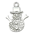 Silver snowman pendant with heart texture for DIY earring and bracelet jewelry making - Snowman Style (20022)