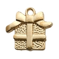 Pendentif boîte cadeau dorée avec nœud et métal texturé pour bijoux DIY - Style Boîte Cadeau (18302)