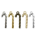 DIY candy cane metal pendants in five plating finishes including gold and silver - Christmas Candy Cane / 10x27mm / Antique Silver