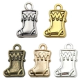 DIY Christmas stocking metal pendants in five vintage finishes for holiday jewelry making - Christmas Sock / 11x17mm / Antique Silver