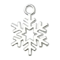 Polished silver snowflake charm pendant with hanging loop for DIY jewelry making - Snowflake Style (20025)