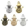 DIY snowman metal charms in five vintage metallic colors for Christmas jewelry making - Snowman / 15x20mm / Antique Silver