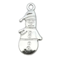 Silver snowman metal pendant charm for DIY earring and bracelet jewelry making - Snowman Style (20026)