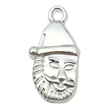 Silver Santa Claus charm for DIY jewelry making with holiday hat and beard details - Santa Head Style (20027)