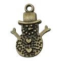 Ciondolo a forma di pupazzo di neve in bronzo antico con bottoni a cuore per gioielli fai-da-te - Stile Pupazzo di Neve (20009)