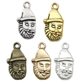 DIY Christmas Santa Claus charms in five assorted metal finishes for jewelry making - Santa Head / 12x23mm / Antique Silver