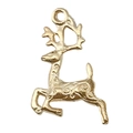 Pendentif renne doré avec gravures détaillées et anneau de suspension pour bijoux - Style Renne (20044)