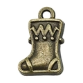 Ciondolo calza di Natale in lega di bronzo antico per gioielli fai da te e orecchini - Stile Calza (20011)