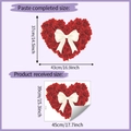 Detalle del adhesivo de pared de corazón con rosas rojas mostrando medidas y aplicación - Estilo De Corazón De Rosa (HY-F306)