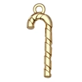 Pendentif canne en sucre en métal doré avec texture spirale pour bijoux de Noël - Style Bonbon (20045)