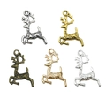 Five metallic reindeer pendant charms in various finishes for Christmas DIY jewelry making - Christmas Reindeer / 14x23mm / Antique Silver