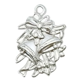 Silver bow Christmas bells charm pendant for DIY bracelets and holiday jewelry making - Bell Style (20031)