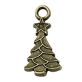 Ciondolo albero di Natale in lega bronzo antico con stella e trama in rilievo - Stile Albero (20013)
