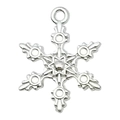 Bright silver snowflake charm pendant with intricate hexagonal patterns for DIY jewelry - Snowflake Style (20032)
