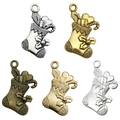 Christmas stocking alloy pendants in silver, gold and bronze finishes for DIY jewelry - Christmas Sock / 13x20mm / Antique Silver