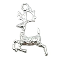 Silver reindeer pendant with spiral engraving for DIY Christmas jewelry making - Reindeer Style (20033)