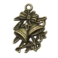 Ciondolo a doppia campana con fiocco in bronzo per orecchini fai-da-te e decorazioni - Stile Campana (20017)