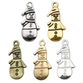 Snowman shaped metal charms in five metallic finishes for Christmas DIY jewelry - Snowman / 11x25mm / Antique Silver