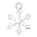 Polished silver snowflake charm pendant with top loop for DIY holiday jewelry making - Snowflake Style (20037)