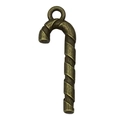 Ciondolo a bastoncino di zucchero in lega di bronzo antico con texture a spirale per fai da te - Stile Caramella (20019)