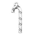 Silver candy cane pendant charm with spiral texture for DIY Christmas jewelry making - Candy Style (20039)