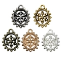 DIY snowflake alloy pendants in five metallic colors like vintage silver and gold - Christmas Snow / 12x15mm / Antique Silver