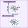 Dettaglio delle dimensioni e del layout dell'adesivo murale con balena e fiori rosa - Stile Balena Peonia Rosa (HY-M279)