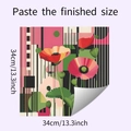 Detailansicht der bunten floralen Wandaufkleber mit Maßen 34cm x 34cm für Schränke - Abstraktes Mohn-Design (HY-F285) / Standardgröße
