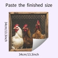 Vinilo decorativo 3D de gallo de granja cuadrado de 34cm para muebles cocina - 34x34cm (HY-F288)