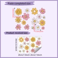 Detailed sheet showing dimensions for pink and yellow daisy flower wall stickers - 20*30cm
