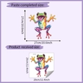 Detailed size chart for colorful rainbow frog wall sticker showing layout and finished dimensions - 29x29cm (HY-M273)