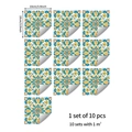 Detail of 10x10cm vintage yellow-green floral tile stickers with 10 pieces per set - 10x10cm (10 Pcs/Set) Crystal Film