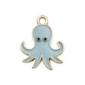 Light blue octopus charm in gold finish for DIY jewelry and handmade bracelets - Octopus Style (16749)