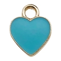 Sky blue enamel heart charm with golden alloy rim for DIY bracelet and jewelry making - Peach Heart Style (16497)