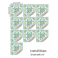 Detail von 10x10cm geometrischen Mandala-Fliesenaufklebern mit blau-orangen Vintage-Mustern - 10*10cm*10pcs/HY-CZ009 Kristallfilm