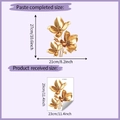 Dettaglio di adesivi murali 3D a fiori dorati con specifiche di dimensioni incluse - 23x29cm (HY-M282)