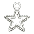 Sternförmiger silberner Legierungsanhänger mit Perlenrand für DIY-Schmuckherstellung - Pentagramm-Stil (20835) / 1 Stück/Packung (15x17mm) / Hellsilber