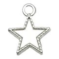 Silberner Sternanhänger mit Gittermuster und runder Aufhängung für DIY-Schmuckherstellung - Stern-Stil (20837) / 1 Stück (12x16mm) / Hellsilber