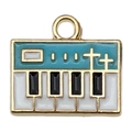 Blue piano keyboard enamel pendant in alloy finish for DIY jewelry and keychains - Piano Style (19462)