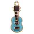 Blue enamel guitar alloy charm with golden plating for DIY jewelry and keychain projects - Guitar Style (19467)