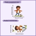 Detailed size chart for watercolor soccer boy wall decal showing 48cm x 45cm layout dimensions - Soccer Boy Style (HY-B083)