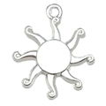 Silberner Sonnenanhänger aus Legierung mit runder Fassung für DIY-Schmuck - Sonnen-Stil (20850)