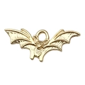 Polished KC gold bat charm pendant with detailed wings for DIY jewelry and keychains - Bat (20077)