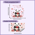 Detail der Panda-Wandaufkleber-Anordnung und der erhaltenen kompakten Maße - Panda Herz Umarmend Stil (HY-E138)
