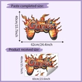 Detail showing flame controller wall decal dimensions 62x40cm for game room decor - 40x60cm