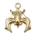 Golden bat-shaped alloy pendant with wings spread and top loop for DIY jewelry making - Bat (20079)