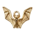 Polished gold bat charm pendant with detailed wing texture for DIY jewelry making - Bat (20080)