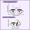 Detailed coffee wall sticker dimensions showing 22x33cm layout and cup design - 20*30cm (HY-F327)